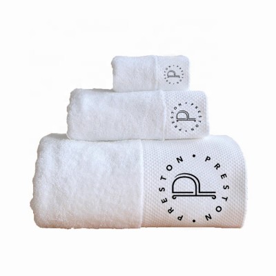 Customized embroidery bath towels 100% cotton 500gsm luxury white hotel towel with logo