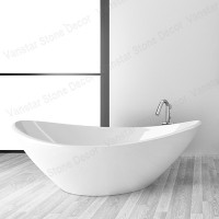 Luxurious hotel standard popular freestanding wave boat shaped solid surface bath tub acrylic resin stone bathroom bathtub